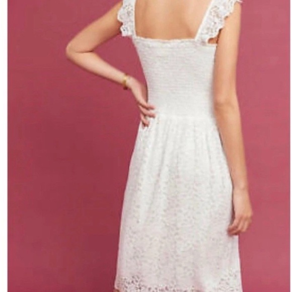 Maeve Anthropologie Dress Sz S Anastasia Cream Lace Ruffled Smock Whimsical READ - Picture 5 of 16